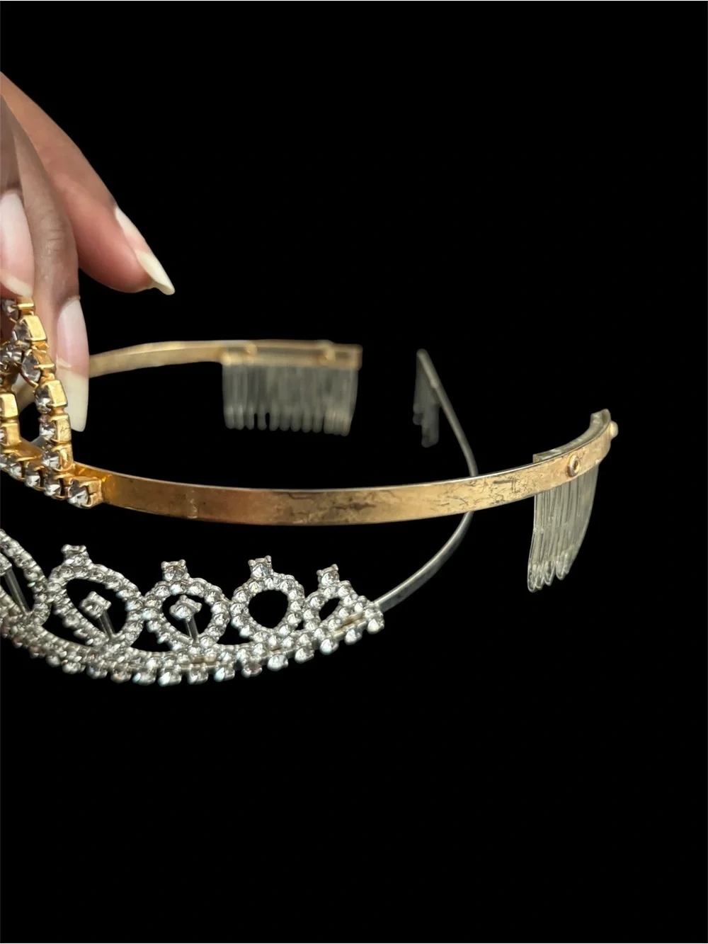 Dual-Tone Rhinestone Tiara Headband in Silver & Gold